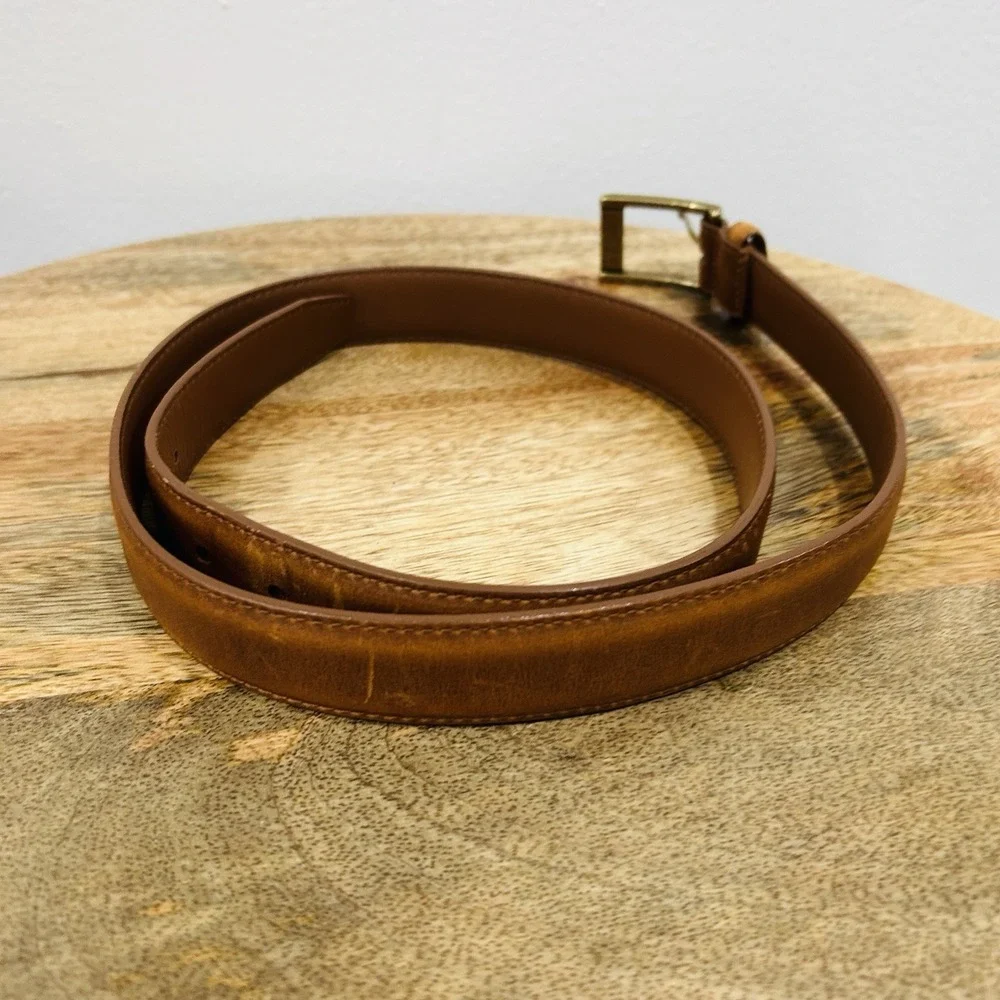 Vintage 1980's LL BEAN TAN Genuine Leather Belt Men's Size 36 Made In USA